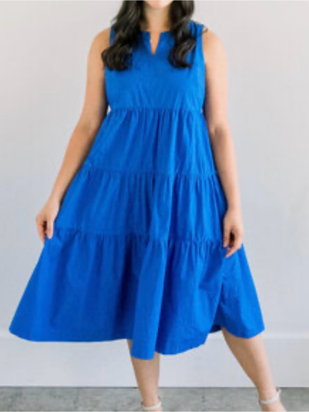 Banana Republic Royal Blue Sleeveless Tiered Midi Dress